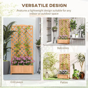 Outdoor Tall Wooden Garden Planter with Trellis Climbing Frame Raised Bed Decor