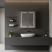 Bathroom Mirror Cabinet 600×700mm with LED Light Demister Shaver Socket Dimmable