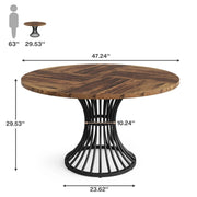 Round Dining Table for 4-6 People,120 cm Farmhouse Kitchen Table for Dining Room