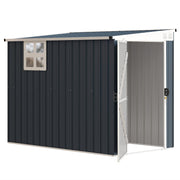 7.6 x 4ft Lean to Garden Storage Shed with Window, Dark Grey