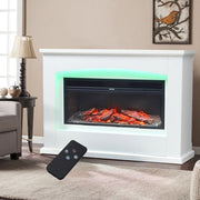 Electric Fireplace LED Log Fire Flame White Surround Standing Heater Set 30/34''