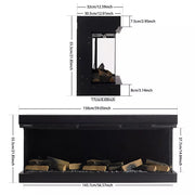 Electric Fireplace Panoramic Media Fire 40-70in Standing Insert LED Fireplace