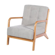 Mid-Century Solid Wooden Frame Armchair Tub Sofa Button Upholstered Accent Chair