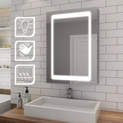 LED Bathroom Mirror Cabinet with Shaver Socket Demister Sensor Lights Vertically
