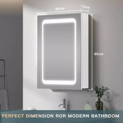 LED Bathroom Mirror Cabinet with Shaver Socket Demister Sensor Lights Vertically