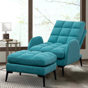 Adjustable Recliner Armchair and Foot Stool Cube Tufted Padded Seat Lounge Chair