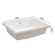 Under Counter Wash Basin Rectangular White Ceramic Bathroom Sink 500x400x100 mm