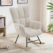 Nursing Rocking Chairs Teddy Velvet Rocker Armchair with Pocket Living Room Sofa