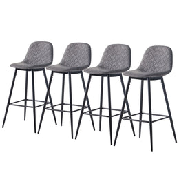 Set of 2 pcs Bar Stools Breakfast Kitchen Stools Diamond Design with Footrest UK