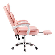 Racing Gaming Chair w/ Arm, Faux Leather Gamer Recliner Home Office, Black Pink