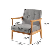 Mid-Century Solid Wooden Frame Armchair Tub Sofa Button Upholstered Accent Chair
