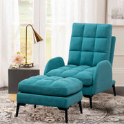 Adjustable Recliner Armchair and Foot Stool Cube Tufted Padded Seat Lounge Chair