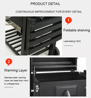 Outdoor BBQ Smoker Charcoal Barbecue Grill Portable Garden w/ Wheel & Cover