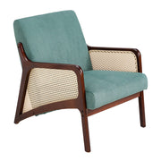 Scandi Armchair Green Upholstered Leisure Lounge Sofa Club Chair Wooden Frame UK