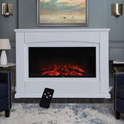 Electric Fireplace LED Log Fire Flame White Surround Standing Heater Set 30/34''