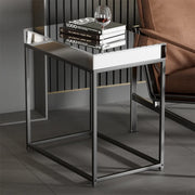 Mirrored Coffee Table Retro Industrial Side Desk Eleated Metal Frame Living Room