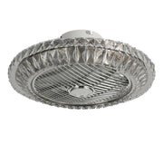 Crystal Ceiling Fan with Light 6 Speed Flush Mounted Chandelier Bluetooth Remote