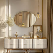 LUVODI Oval Bathroom Mirror Brushed Brass Framed Wall Mounted Mirrors for Vanity