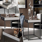 Mirrored Coffee Table Retro Industrial Side Desk Eleated Metal Frame Living Room