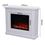 Electric Fireplace LED Log Fire Flame White Surround Standing Heater Set 30/34''