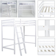3FT Wooden Loft Bed White Bunk Bed Frame Ladder High Sleeper Cabin Bed Kid Child