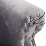 Grey Velvet Armchair Sofa Button Tufted High Back Upholstered Seat Accent Chair