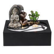 Buddha Fountain Zen Statue Water Feature Indoor Garden Ornament LED Lights Decor