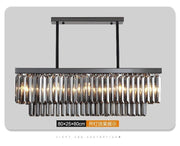 Crystal Dining Room Island Pendant Lamp Long Chandeliers Rectangle Ceiling Light