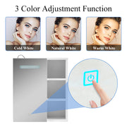 Bathroom Cabinet Mirror LED Touch Shelves Storage Wall Mounted Makeup Washroom