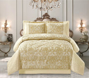 3 Pcs Bedspread Jacquard Quilted Heavy Comforter Bedding Set Bed Throw & Pillows