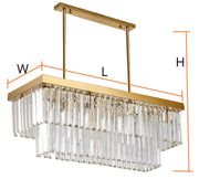 Crystal Dining Room Island Pendant Lamp Long Chandeliers Rectangle Ceiling Light
