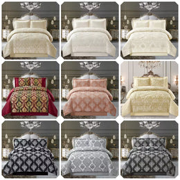 3 Pcs Bedspread Jacquard Quilted Heavy Comforter Bedding Set Bed Throw & Pillows