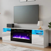 Electric Fireplace With 70in TV Stand Unit Cabinet Fire Logs Heater Flame 12 LED