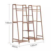 Bamboo Wooden Clothes Rail Hat Rack Open Wardrobe Garment Hanging Display Stand