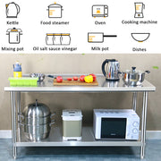 2-5ft Commercial Stainless Steel Food Prep Work Table Bench Kitchen Unit Cabinet