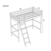 3FT Wooden Loft Bed White Bunk Bed Frame Ladder High Sleeper Cabin Bed Kid Child