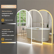 Arched Bathroom Mirror Backlit Frameless Lighted Wall Mirror w/ Temperature&Time