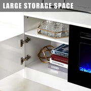 Electric Fireplace With 70in TV Stand Unit Cabinet Fire Logs Heater Flame 12 LED