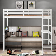 3FT Wooden Loft Bed White Bunk Bed Frame Ladder High Sleeper Cabin Bed Kid Child