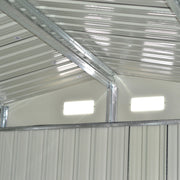 10x12 XL Garden Metal Shed Gable Roof Steel Outdoor Tool Storage with Floor Base