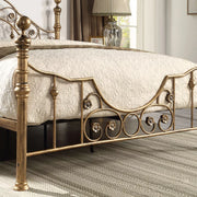 VICTORIAN BRUSHED ANTIQUE BRASS METAL BED FRAME - SMALL DOUBLE - KING