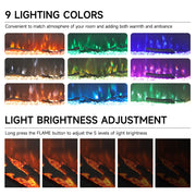 Electric Fireplace 3 Sided Panoramic Fire 60 inch Standing Insert LED Flames