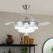 Chic LED Ceiling Fan Modern Chandelier Lamp Living Room Bedroom Pendant Light