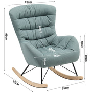 Rocking Chair Wing Back Tub Armchair Fabric Cushiony Seat Rocker Sofa