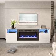 Electric Fireplace With 70in TV Stand Unit Cabinet Fire Logs Heater Flame 12 LED