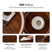 Double Round Coffee Table Set Elegant Brown Living Room