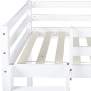 3FT Wooden Loft Bed White Bunk Bed Frame Ladder High Sleeper Cabin Bed Kid Child