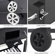 BBQ Smoker Charcoal Barbecue Grill Portable Outdoor Garden Grill with Wheels