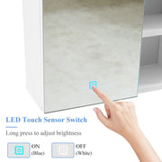 Bathroom Cabinet Mirror LED Touch Shelves Storage Wall Mounted Makeup Washroom