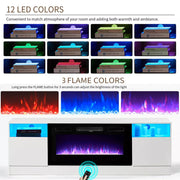 Electric Fireplace With 70in TV Stand Unit Cabinet Fire Logs Heater Flame 12 LED